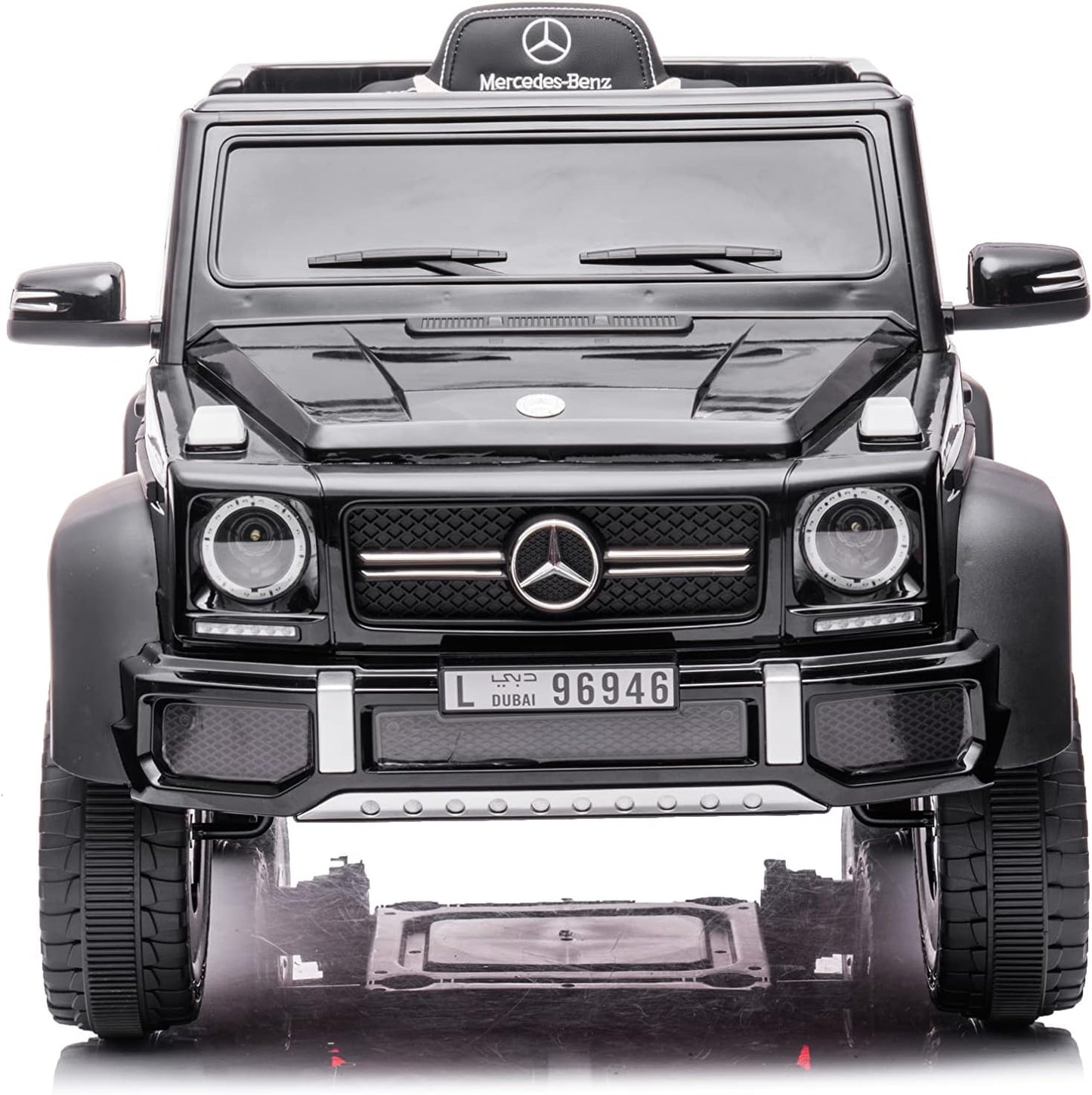 FINOOS Mercedes G63 6X6 AMG kinderauto 12V, Kinder elektroauto 4X45W, Mit Gummireifen, Ledersitz Mit 2.4G Fernbedienung (Schwarz)