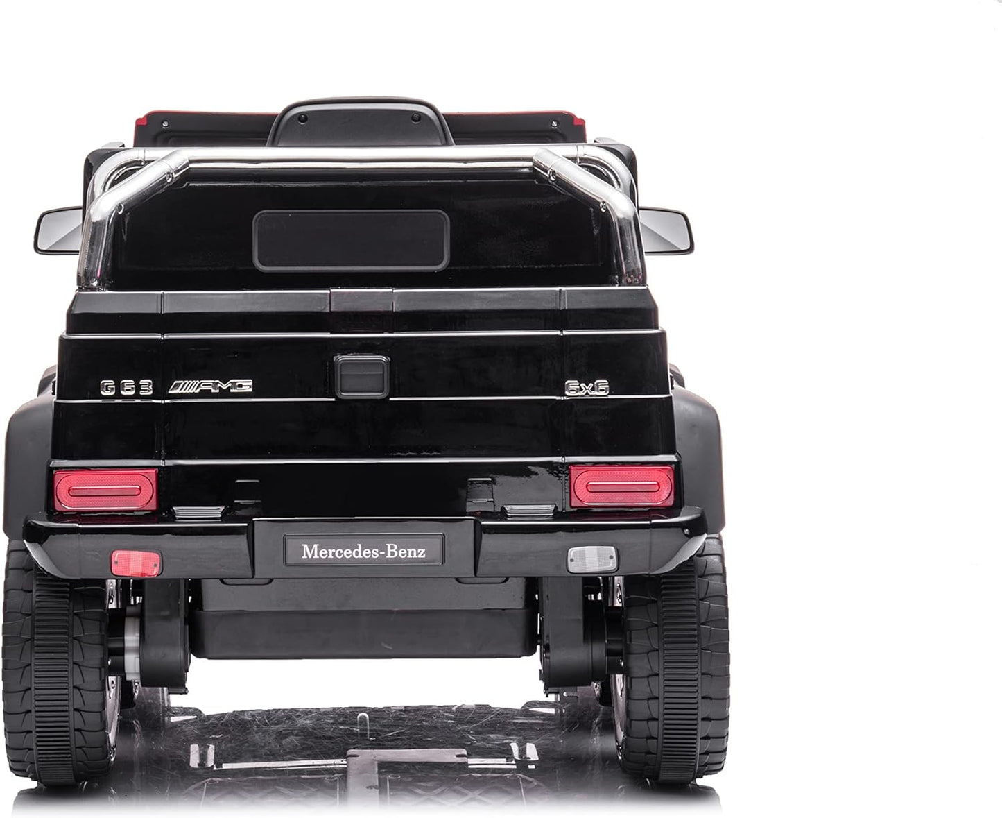 FINOOS Mercedes G63 6X6 AMG kinderauto 12V, Kinder elektroauto 4X45W, Mit Gummireifen, Ledersitz Mit 2.4G Fernbedienung (Schwarz)
